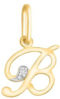Rodium - Goldene Anhänger, Buchstabe B mit Zirkonen, 14 Karat Gold/ 585er Feingehalt, Charms für Halskette oder Ketten Armband, Idealer Goldener Schmuck für Damen, Kettenanhänger für Goldschmuck