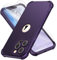 ORETECH 4 in 1 Silicone Case for iPhone 13 Pro Max Case, with [2 x Tempered Glass Screen Protector] [Camera Protection] [Military Grade Protective] Slim Fit Bumper 13 promax Phone Case - Dark Purple