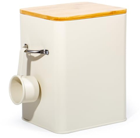 GREELUE 6.5L Waschmittel Aufbewahrung mit Dosierlöffel, Waschpulver Box, Futter Container, Aufbewahrungsbox für Kekse, Kaffeebohnen, Tierfutter (Beige)