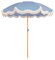 Mansader Parasol de plage bohème pliable avec franges, UPF 50+ avec sac de transport, mât en bois de qualité supérieure pour extérieur, jardin, pelouse, piscine, cour, table de 2 m, bleu