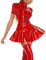 Maeau Catsuit für Damen, schwarzer Leder-Overall, Lackleder, Bodysuit, Wet-Look, Nachtclub, Kleider, roter Turnanzug, Dessous, Damen-Spitzenstrümpfe für Poledance-Party, Rot 05, 36