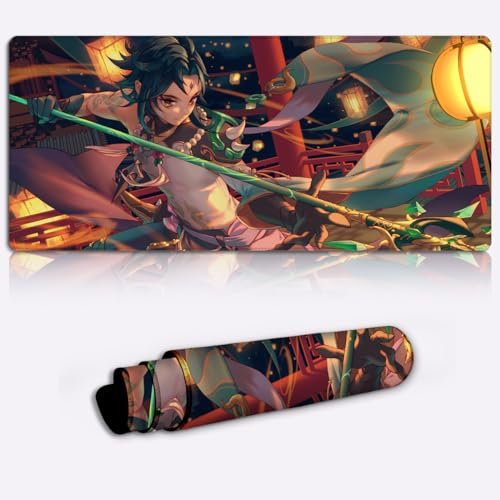 Keyboard Pad Desk Pad Genshin Impact Xiao XXL Large Mouse Pads (90x40x0.3) cm Extended Large Size Keyboard Desk Pad Mouse Mat for Computer Laptop, Keyboard