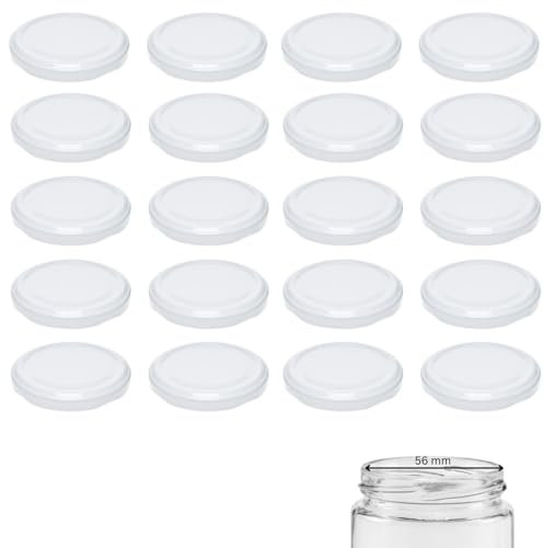 mikken Lot de 20 couvercles TO 66/6,9 cm pour pots à confiture Twist-Off Couvercle de rechange pour bocaux à conserve Blanc