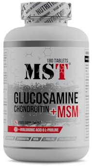 Glucosamin Chondroitin MSM + Hyaluron + L-Proline | Nahrungsergänzung für Gelenke, Knorpel, Arthrose & Rheuma | Unterstützung der Kollagenproduktion | 180 Tabletten | MST NUTRITION Made in Germany