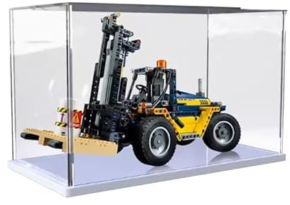 HCAEIOFJ Espositore in acrilico per Lego Technic 42079, applicabile per carrelli elevatori pesanti, scatola trasparente da esposizione (solo custodia, senza modello) (fondo bianco)