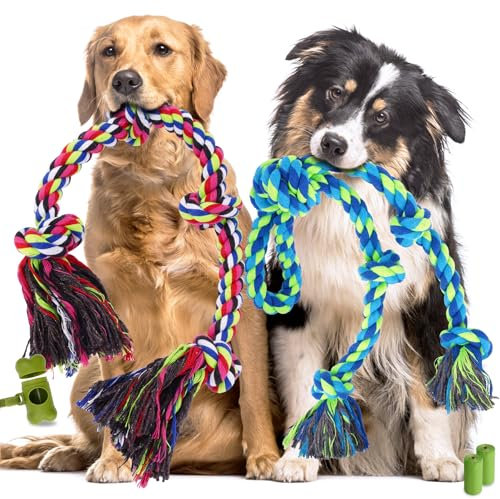 Eefitoys 5 Pack Heavy Duty Dog Rope Toy for Aggressive Chewers, Tough Tug of War Dog Toys for Large, Medium and Samll Dogs