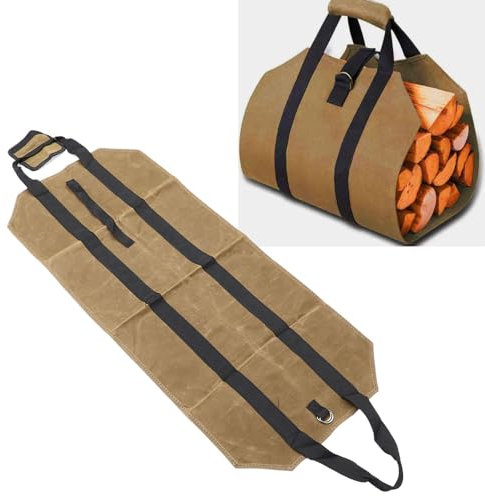 Oreilet Brennholz Tragetasche, Gewachste Segeltuch Holztragetasche mit Griff, Holz Tragetaschen, Schwere Holz Halterung, Aufbewahrungstasche, Holz Tragetasche für Kaminofen Zubehör
