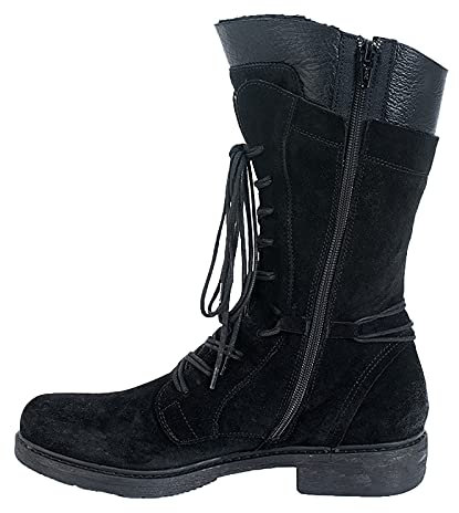Generico Stivaletti Estivi Donna Bassi Anfibi Firmati Donna Stivali Keep Toe Lace Vintage Round Cowboy Warm Shoes Middle for Women Stivali da Donna da Donna Stivali Donna al Ginocchio (Black, 39)