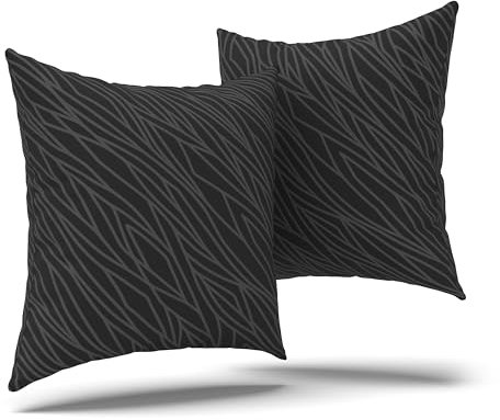 LARAWELL Kissenbezug 80x80 Baumwolle anthrazit geometrisch, 2er Set, Kissenbezüge im Doppelpack Premium
