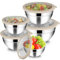 Joyfair Rührschüssel 5er Set, Edelstahl Schüssel mit Transparenter Luftdichtem Deckel, 4,5L/ 2,7L/ 1,5L/ 1,2L/ 0,7L, Stapelbar Salatschüssel zum Servieren/Kochen/Backen, Spülmaschinenfest - Khaki