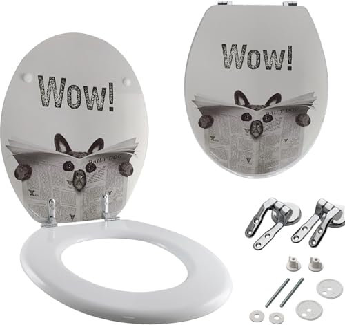 Zm Market Tavoletta wc universale Copriwater in Legno, Coprivaso colorata con accessori Cerniere viti anello Incluse Adatto a Tavolette WC toilet seat Ideale Misure Standard Montaggio Facile 8402000