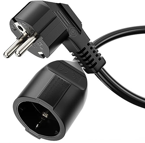 sonero Verlängerungskabel Stromkabel Verlängerung, 10,0m, Schutzkontakt Stecker auf Buchse, Strom Kabelverlängerung, Netzkabel, Steckdosenverlängerung Schwarz