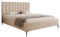 DomoHome Schlafzimmer Bett, Polsterbett Mona Slim III in VELUTTO Stoff – Komfortables Doppelbett mit Stilvollem, Samtigem Finish und Ergonomischer Rückenstütze 200x200 cm, Beige