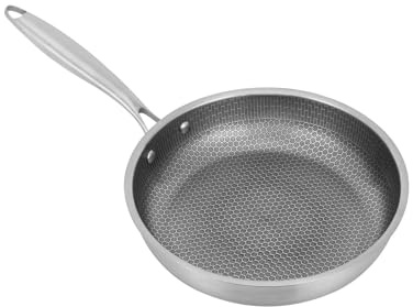 SICHENSH Edelstahl Bratpfanne, Bratpfanne Edelstahl Wabenstruktur, Edelstahlpfanne Unbeschichtet mit Edelstahlgriff, Ø28cm Edelstahl Induktion für alle Kochplatten und Backofen