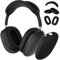 Wanme 3 in 1 Hülle für Airpods Max, Weiche Silikon Ohrpolster Schutz Abdeckungen+ TPU Schutzhülle+ Kopfband Cover Case, Kratzfestes Schutzhüllen Kopfhörer Zubehör für Apple AirPods Max, Schwarz
