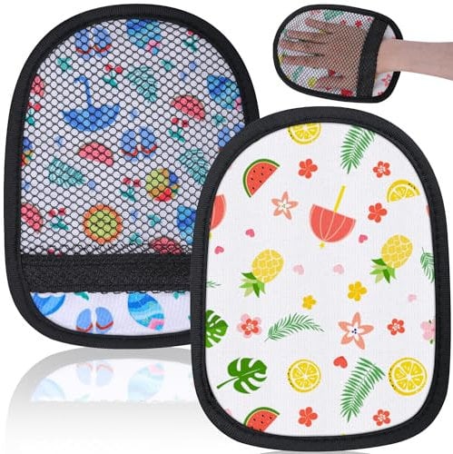 codree 2 Pcs Sand Wipe Off Mitts, Beach Theme Sand Remover for Beach, Beach Sand Remover Cleaner Mitts Bag, Beach Travel Mitt for Ocean Beach Activities Volleyball Sandboxes