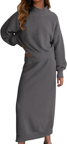 Sale Damen Damen Röcke Midi Sommer Einfarbiges, Modisches, Lässiges, Hochgeschlossenes, Langärmliges Bleistiftrock-Set Für Damen Chiffon Hose Sale Angebote
