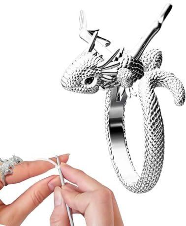 Drachen Häkelring für Finger - Drachen Garn Führung Stricken Spannringe | Verstellbarer Fingergarnring | Häkelspannring zum Häkeln | Garnspannring zum Häkeln von Drachenschlaufen
