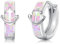 Opal Anker Ohrringe Damen 925 Sterling Silber Creolen Opal Anker Kleine Huggie Creolen Ohrringe Anker Schmuck Geschenke für Damen Frauen Mädchen (Silber+Rosa Opal)
