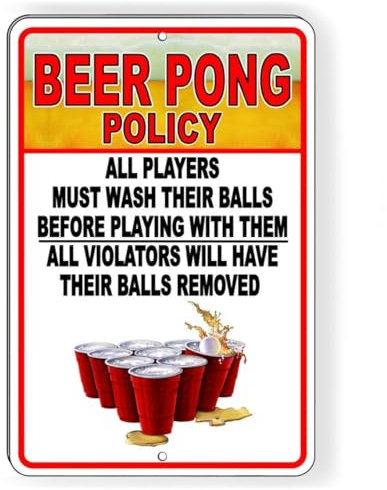 BEER PONG-RICHTLINIEN blechschilder retro mit sprüchen vintage home deko 12x8 inch/30x20cm