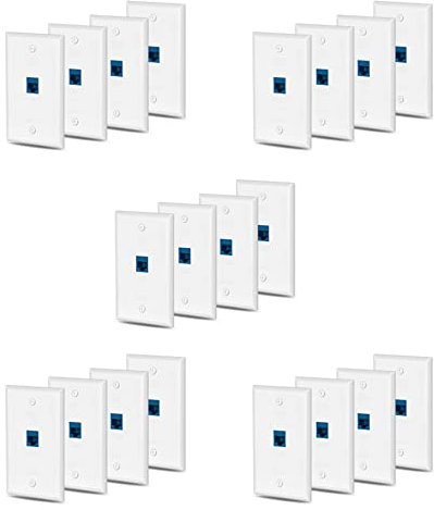 20x Salida de Placa de Pared Ethernet Cat6 1 Puerto RJ45 Red Hembra Una Hembra Acoplador de Pared Placa de Enchufe Y Azul
