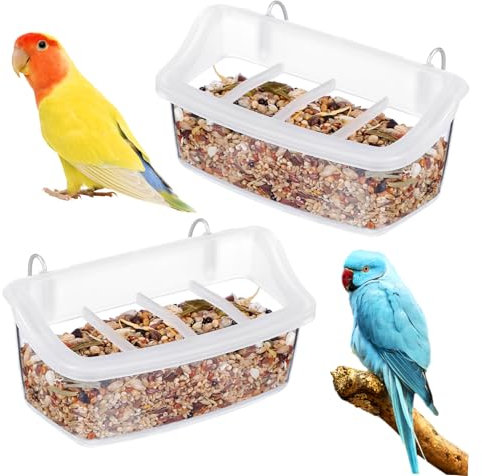 INOOMP 2 Stück Papageienfutterstation Für Den Außenbereich Saat Vogelhäuschen Futterspender Für Vogelkäfige Vogelhäuschen Mit Vogelfutterbehälter Coop Pole Transparent Plastik