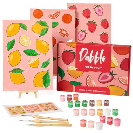 Dabble Kits de Peinture par Numéro Lot de 3 Peintures par Numéro pour Adultes Débutants avec Toile Encadrée, Kits de Peinture pour Adultes, Designs Floraux
