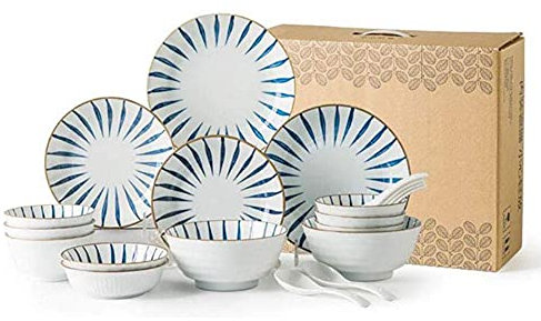 METTEOR Juego de vajilla de cerámica de 18 Piezas, Juego de vajilla Vintage de Porcelana Pintada a Mano, Regalo de inauguración de la casa.