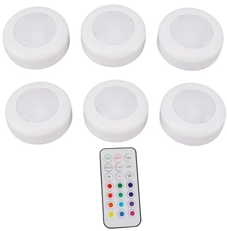 Hyuduo 6-teilige LED-Puck-Lichter mit Fernbedienung, Dimmbar, RGB-Farbwechsel, mit Timer-Funktion für die Beleuchtung Unter Dem Schrank, Schrank, Theke