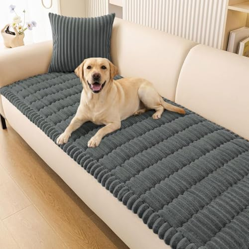 Homaxy Thick Soft Sofa Covers, Dark Grey, 70x150cm | Washable Non-Slip Couch Cover, Sofa Slipcover for Dogs Pets Kids, 2 3 Seater Furniture Protector for Living Room