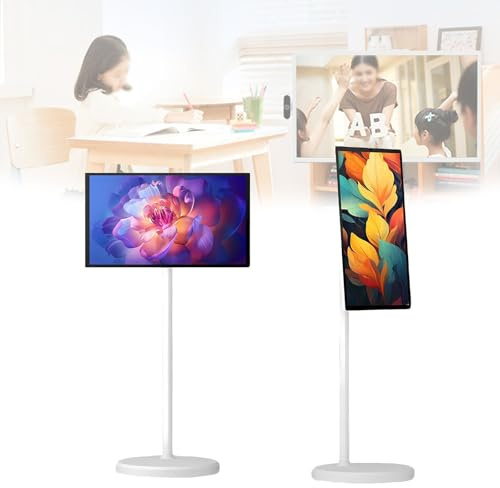 Efficieran Televisor Inteligente Android 13 de 21,5” con Pantalla Táctil y Batería Recargable – Smart TV Portátil con Soporte Giratorio y Ruedas(4+64GB)