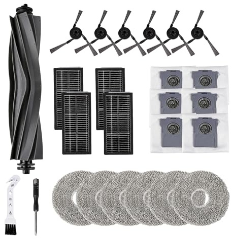 25 Pezzi Accessori per Dreame X40 Ultra Complete/L40 Ultra/L10s Ultra Gen 3 Robot Aspirapolvere,1 Spazzola Principale,4 Filtri,6 Sacchetti di Polvere,6 Spazzole Laterali,6 Tappeti di Nettoyage