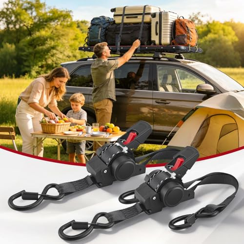 2 Pièces Sangle de Serrage Automatique avec Crochet de Sécurité,2 Rallonges | Sangles d'arrimage à Cliquet Rétractables,3,5 + 0,4 m de Long,25 mm de Large Sangles à Cliquet pour Moto,Vélo,Kayak,Camion