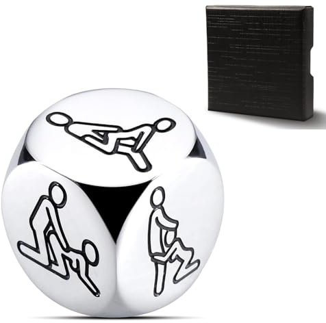 Date Night Dice Edelstahl - Gravierte Würfel mit Runden Kanten | Premium Beziehungsspiele Paare ohne scharfe Ecken. Tiefenlasergravur für dauerhafte Lesbarkeit inklusive Geschenkbox.