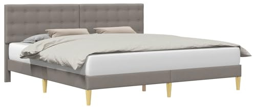 vidaXL Bettrahmen mit Kopfteil Taupe 200 x 200 cm Stoff, Bezahlbarer, rechteckiger Bettrahmen mit Sperrholz-Kopfteil, ideal für Dein minimalistisches Schlafzimmer