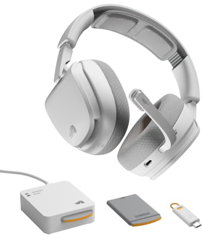 GLORIOUS GHS Wireless - White | Swappable 85Hr Batteries, Stays ON During Swap, 2.4GHz & Bluetooth, Tuned Drivers, Detachable Noise Cancelling Mic