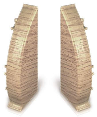 1 Paar Endkappen (1 links, 1 rechts) für Kabelkanal Sockelleiste in Eiche Dekor