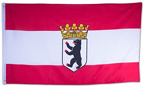 Bundes- und Länderflagge aus wetterfestem Material mit Metallösen, Outdoor Fahne & Flagge (Berlin Bär) 150x90cm