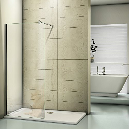 Duschwand Walk in Dusche 86x185cm Duschtrennwand 6mm Easy-clean Nano Glas mit Stabilisierungsstange