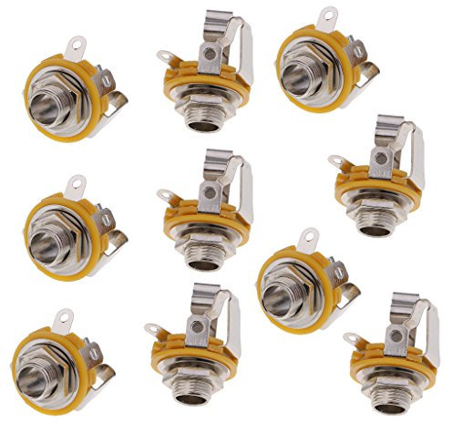 Sharplace 10pcs 6.35mm 1/4'' Prise Plaqué Solder Terminal Panel Mount, Jack stéréo