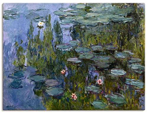 ARTland Wanddeko Leinwand Bilder Wandbild 60x45 cm Teich See Pflanzen Blumen Seerosen Nympheas 1918 Impressionismus Claude Monet T7DE