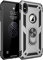 BestST Coque pour iphone X/XS, Silicone Souple et PC Dur Coque avec Support Béquille Métal Multi-Angles Etui, Protection Double Couche Multi-Fonctionnel Housse pour Apple iphone X/XS - Argent