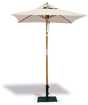 Jati Umbra 1.5m Small Tilting Garden Parasol with Cover (Natural) - Square | Single-Pulley | 2-Part Pole