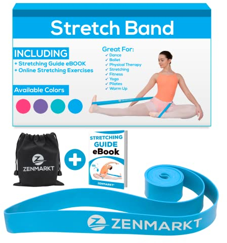 Zenmarkt Ballett-Stretchbänder für Flexibilität und Stärke – Stretchbänder ideal als Tanzausrüstung in jedem Wettkampf – geeignet für Gymnastik, Cheerleading und Pilates-Training (blau)