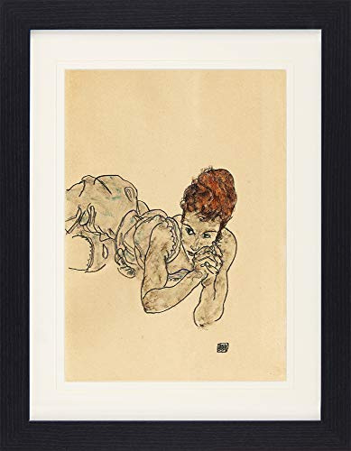1art1 Egon Schiele Poster Liegende Frau, Zeichnung, 1917 Gerahmtes Bild Mit Edlem Passepartout | Wand-Bilder | Im Bilderrahmen 40x30 cm