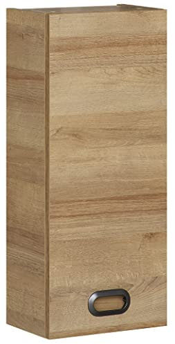 Pelipal Badezimmer Hängeschrank Quickset 353 in Riviera Eiche quer Nachbildung, 30 cm breit | Bad Wandschrank mit 1 Tür und 2 Glas-Einlegeböden