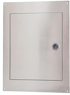 SPORTELLO PORTA PER RITIRO DELLA POSTA IN ACCIAIO INOX SATINATO - 380x280 MM - CHIUSURA A TAVELLINO CON CHIAVE INCLUSA