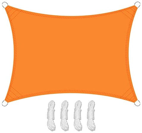 Teynewer Sun Shade Sail Rectangle 2x3m Waterproof Shade Sail for Outdoor Garden Patio Party 98% UV Block Sunscreen Awning Canopy Sunsail with Free Rope, Orange
