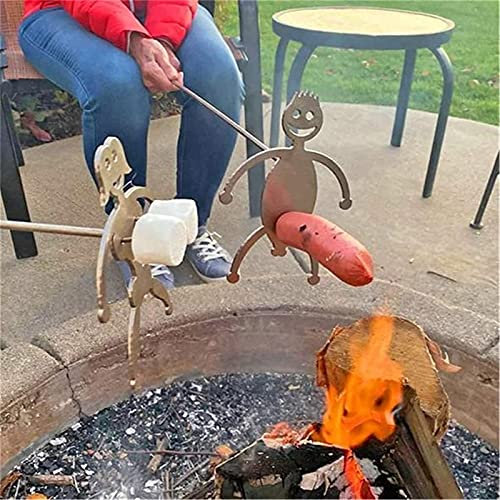 Yeehliny Grillspieße Grillbesteck,BBQ Grillgabel Edelstahl Hot Dog Gabel,Frauen Männer geformt Edelstahl Lagerfeuer Bratstab, Spaß BBQ Grill Spieß, Lustige Metall Craft Spieß Stick (2PC)