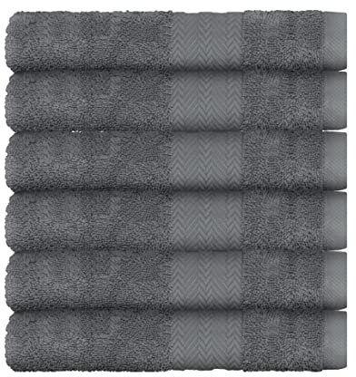 Victorio & Lucchino Juego de Toallas 100% Algodón - 6 Toallas Lavabo 50x100cm - Color Gris Oscuro